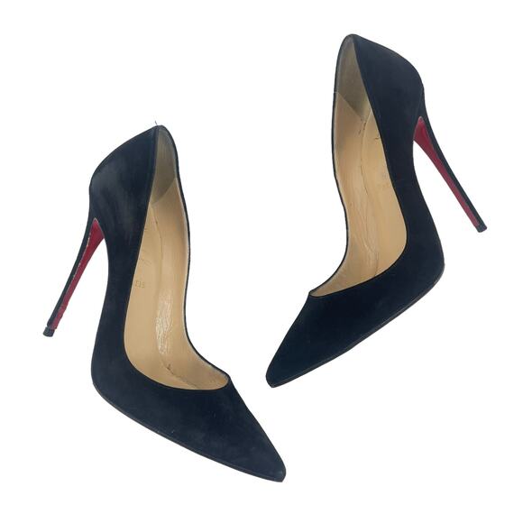 Christian Louboutin So Kate 120 Suede Pointed Toe Pumps Black Size 38 - Picture 7 of 13